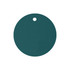 A drink cover in a deep teal colour, circular with a hole at the top, featuring a simple design.