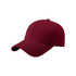 A maroon baseball cap with a hard top and a curved brim, featuring a logo on the front.