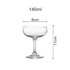A clear glass Martini coupe with a capacity of 140ml, measuring 8cm in diameter and 11cm tall.