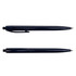 A dark blue Javelin pen featuring a sleek design and a clip for convenience, with a visible logo.