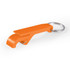 A bright orange keytag with a keyring attachment, featuring a sleek design ideal for promotional purposes.