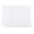 A bamboo notebook with blank, lined pages. The notebook is open, displaying two pages of horizontal lines for writing.