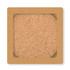 A round cork coaster in a square holder, showcasing a natural brown color and textured surface.
