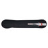 A plastic pen in a black felt case, featuring silver and red accents, with a logo on the pen.