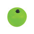 A bright green apple-shaped stress reliever with a black top. It has a smooth, squishy texture.
