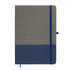A Venture Bondi A5 Notebook with a textured grey cover and a navy blue bottom half, featuring an elastic band closure.