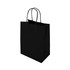 A medium black paper bag with two black handles and a simple, unadorned design.