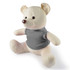 A plush bear with a soft beige exterior and a gray shirt, designed for fun and games.