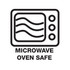 A microwave oven safe symbol with wavy lines and control buttons, indicating suitability for microwave use.