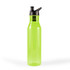A drink bottle in a vibrant lime green color with a black flip-top spout and a sleek, transparent design.