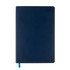 A Genesis A5 Notebook in navy blue with a smooth finish and a ribbon bookmark.