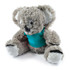 A plush toy koala with soft fur, wearing a teal shirt.