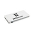 A white power bank with a grey accent and a logo on the surface, designed for charging devices.