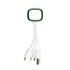 A green and white 3 in 1 charging cable with multiple connectors for various devices. It features a branding logo.