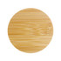 A round bamboo serving board featuring a smooth, natural finish.