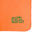 An orange fleece blanket featuring a logo in green. Suitable for leisure and outdoor use.