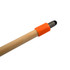 A pen with a bamboo shaft and an orange grip, featuring a metal tip and a smooth finish.