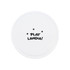 A round, white game disc with a playful design and a logo.