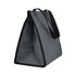 A cooler bag in grey fabric with black trim and handles, featuring an insulated interior.