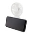A portable white fan is attached to a smartphone, designed for convenience and ease of use.