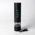 A rechargeable black pepper and salt grinder with a transparent base and USB charging cable. It features a logo.