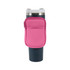 A drink bottle pouch in pink with a zippered pocket, designed to fit a tall drink bottle or tumbler.