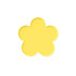 A floral-shaped custom tinted acrylic coaster in bright yellow, featuring a smooth surface and rounded edges.