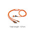 An orange 6-in-1 charging cable with multiple connectors and a light feature, measuring 127 cm in total length.