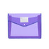 A purple envelope expanding document folder with a folder flap and an index label area, featuring a logo.
