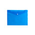 A4 clear file envelope in vibrant blue with a snap button closure and a subtle branding logo.