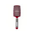 A red detangler bristle hairbrush with a textured handle and a curved bristle design for easy hair styling.
