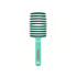 A detangler bristle hairbrush in mint green with a textured handle and a logo on the side.