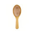 A bamboo hair comb with a wide paddle design and rounded teeth, showcasing a natural finish and smooth texture.
