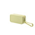 A silicone square cosmetic bag in a soft yellow shade, featuring a zip closure and a wrist strap.