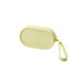 A round, pale yellow silicone storage bag with a zipper and a convenient carrying strap.