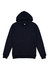 A navy blue men's everyday hoodie featuring a front pocket and a drawstring hood, with a logo present.