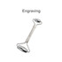 A stainless steel facial roller with two smooth ends and a central handle, featuring a logo.
