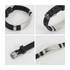 A black silicone bracelet with a silver metal clasp and detailing, featuring multiple angles of the product.