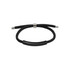A black metal woven bracelet with a sleek, curved bar and a silver clasp. Features a logo.