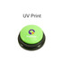 A green voice recording button with a black base and a logo featuring a dog silhouette.