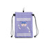 A purple pouch with a cartoon character design, featuring a clasp and drawstring closure for storage.
