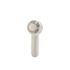 A mini handheld fan in a soft white colour, featuring a circular fan head and a compact handle. It has a logo.