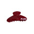 A deep red acetate hair clip with a curved design and multiple gripping teeth. It features a shiny finish and branding.