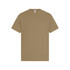 A plain khaki men's t-shirt featuring short sleeves and a crew neckline. The shirt has a label and no graphics.