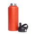 A drink bottle in vibrant orange, featuring a black rotating carry handle lid, with a sleek stainless steel design.