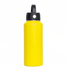 A drink bottle in bright yellow, featuring a black rotating carry handle lid and a sleek design.