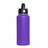 A drink bottle featuring a sleek purple exterior and a black rotating carry handle lid.