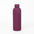 A drink bottle in a rich burgundy colour, featuring a sleek design and a logo. It has a double wall for insulation.