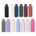 A drink bottle collection featuring 12 thermoses in various colours, including black, white, navy, green, purple, and pastel shades.