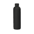 A drink bottle in matte black, featuring a sleek, single-walled design and a cap. It has a logo on the side.